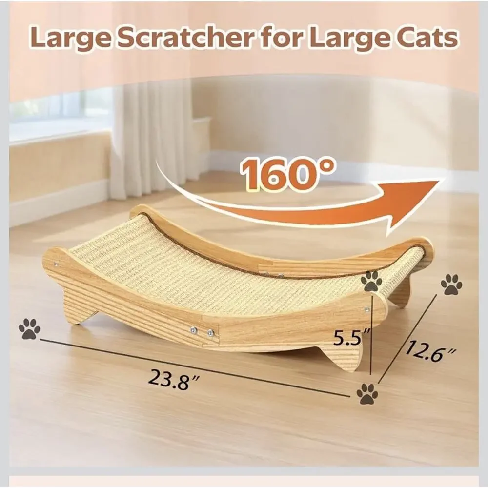 Natural Cat Scratcher Bed Indoor Scratching‎ Post Hammock Lounge Oak Frame 24